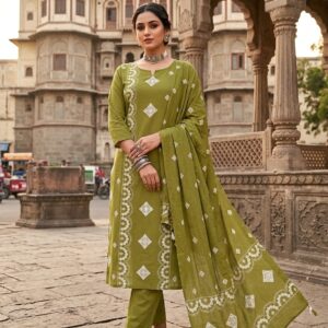 Printed Cotton Kurta Pant Dupatta Set