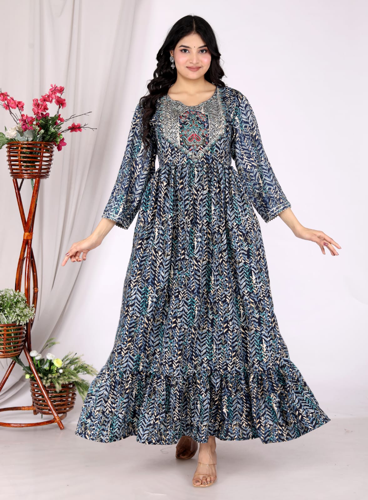 Anarkali Cotton Kurta Pant Set - Image 4