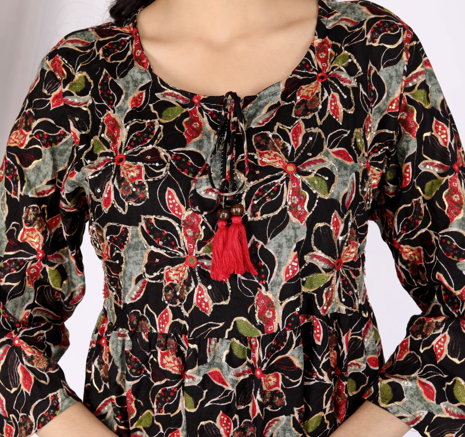Anarkali Cotton Kurta Pant Set - Image 4