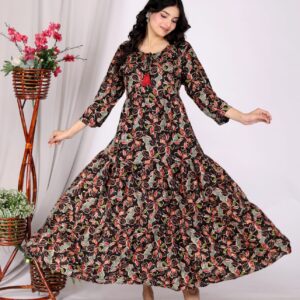 Anarkali Cotton Kurta Pant Set