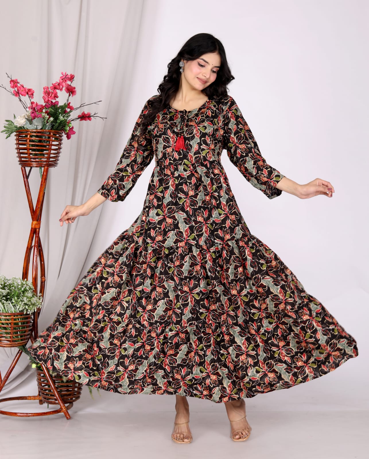 Anarkali Cotton Kurta Pant Set