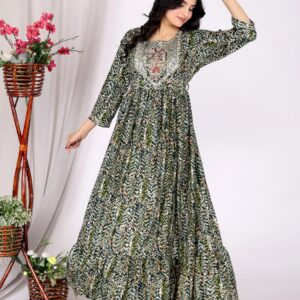 Anarkali Cotton Kurta Pant Set