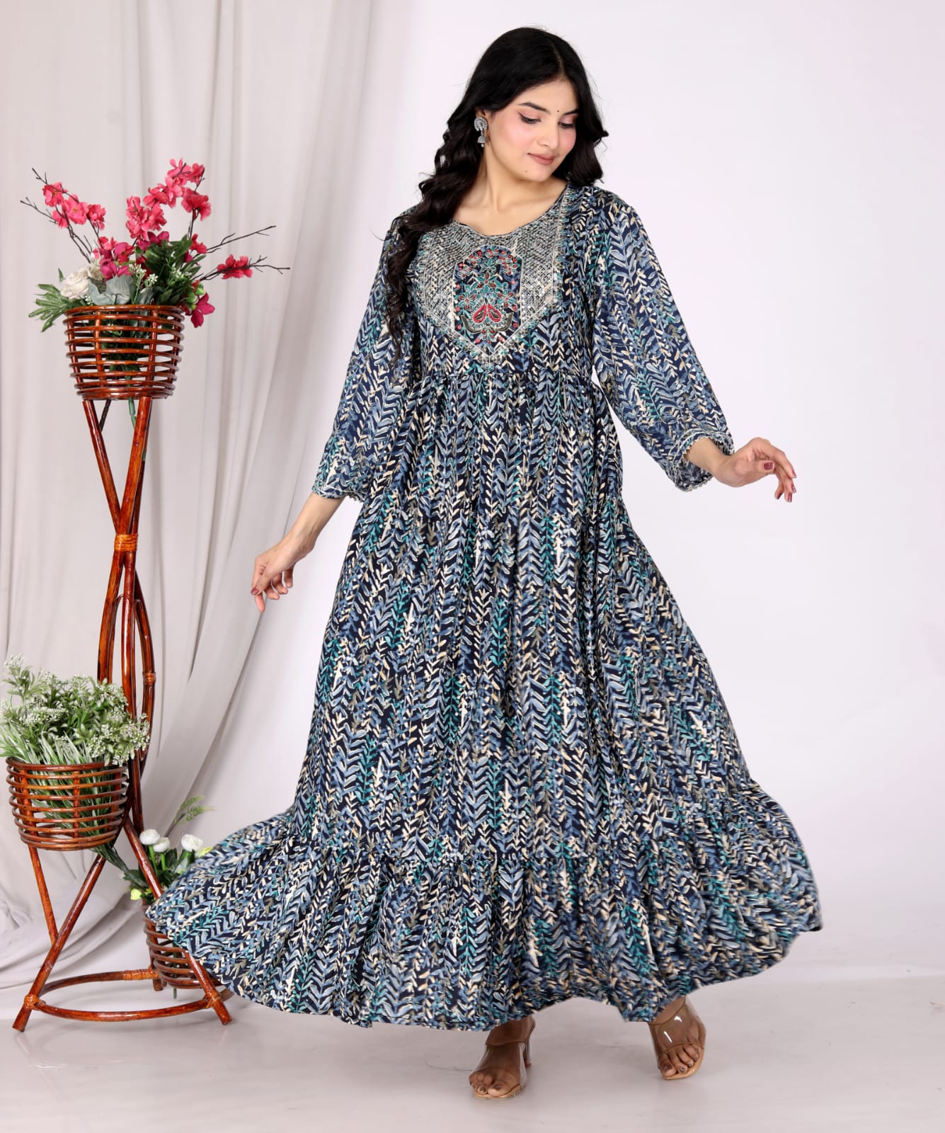 Anarkali Cotton Kurta Pant Set - Image 2