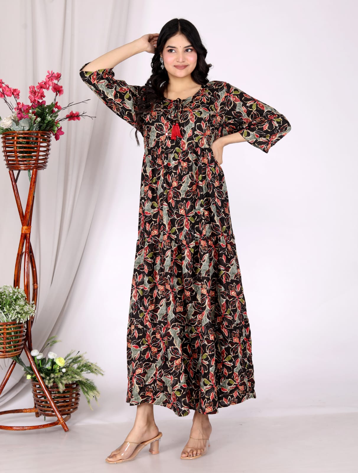 Anarkali Cotton Kurta Pant Set - Image 3