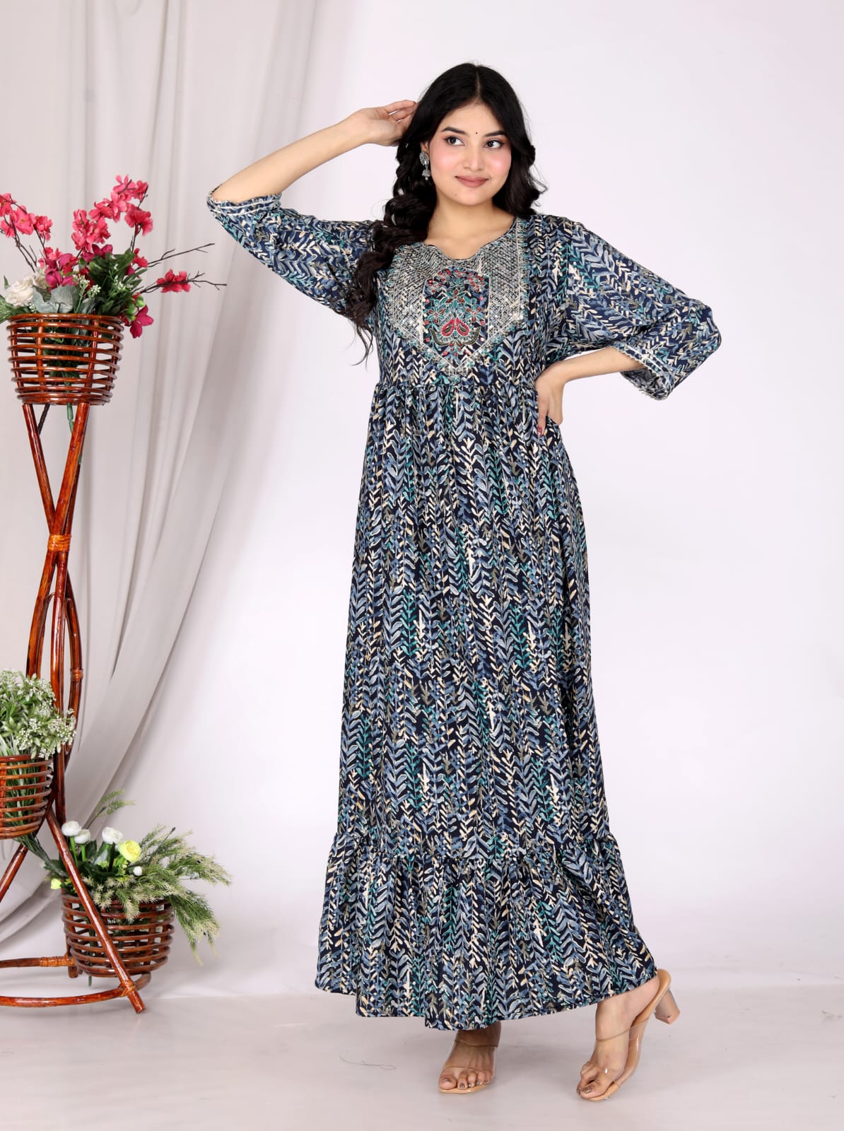 Anarkali Cotton Kurta Pant Set